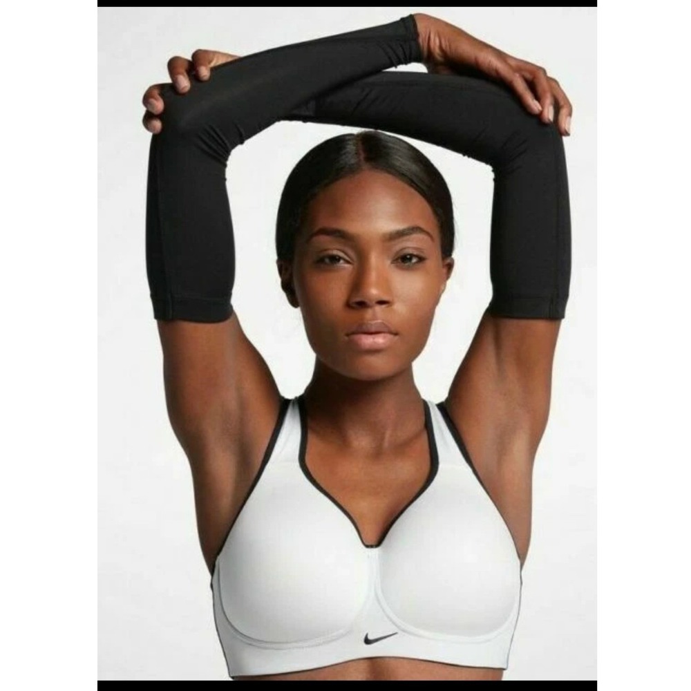 Nike Rival High Support Sports Bra 36E White Training Gym Running Athletic‎ Yoga